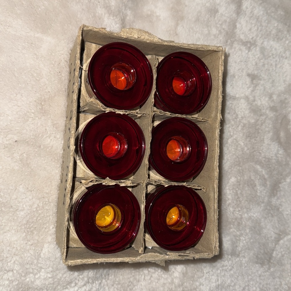 12 CRATE & BARREL RED TAPER CANDLE HOLDERS